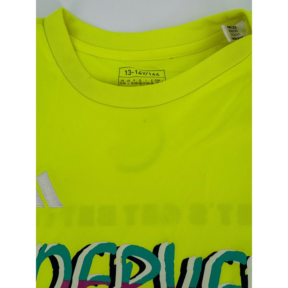 Adidas Coerver Colorado Kids Soccer Jersey Neon Yellow Size Large 13-14Y - Picture 10 of 10